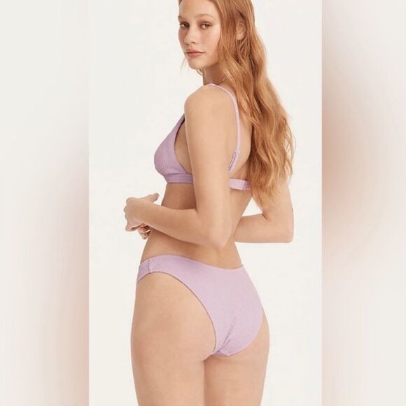 J Crew Lilac Purple Jacquard Texture Curve Waist Cheeky Bikini Bottom Sz XL NWT - Picture 3 of 15